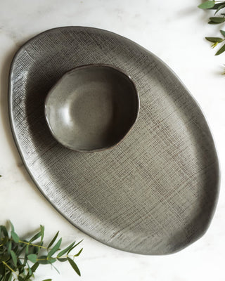Linen Piatra Platter - Gunmetal