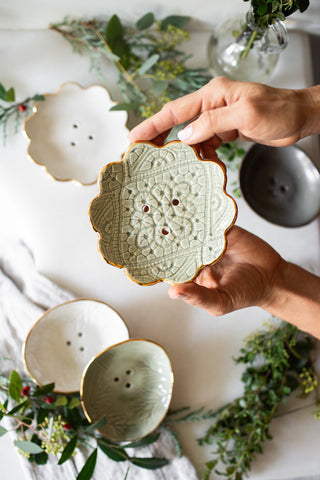 Scallop Lace Soap Dish - Moss