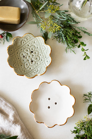 Scallop Lace Soap Dish - Moss