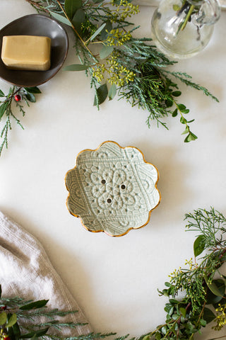 Scallop Lace Soap Dish - Moss