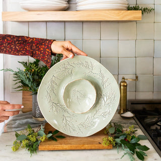 Evergreen Chip & Dip Bowl with Gold Details