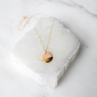 Gold Dipped Disc Necklace - Blush