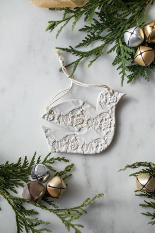 Lace Dove Ornament - White