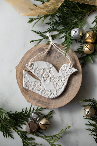 Lace Dove Ornament - White