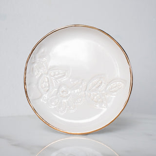 Gold Rim Lace Ring Dish - White