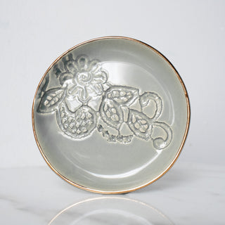 Gold Rim Lace Ring Dish - Moss