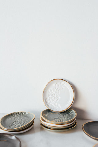 White Lace + Gold Ring Dish