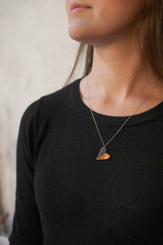 Gold Dipped Heart Necklace - Matte Black