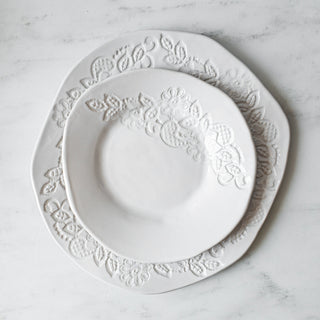 Lace 2 Piece Plate Set - White