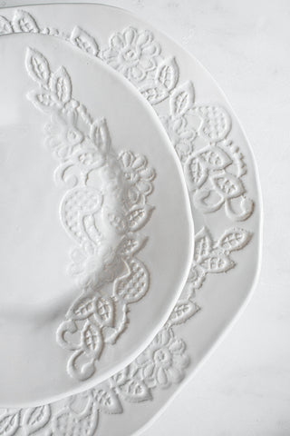 Lace 2 Piece Plate Set - White