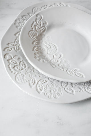 Lace 2 Piece Plate Set - White