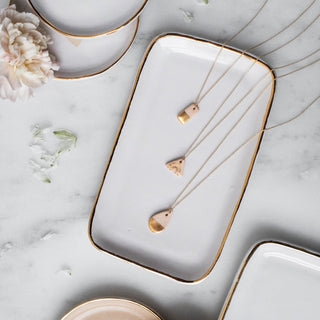 Gold Dipped Bar Necklace - Blush