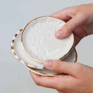 White Lace Ring Dish + Gold