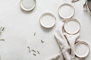 Gold Rim Ring Dish - White