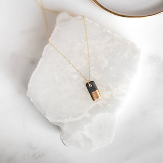 Gold Dipped Bar Necklace - Matte Black