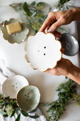 Scallop Soap Dish - White