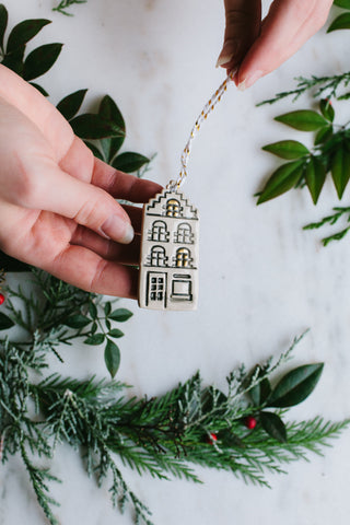 10 pc Christmas Village Ornament Set