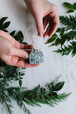 Gingerbread House Ornament In Blue
