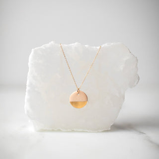 Gold Dipped Disc Necklace - Blush