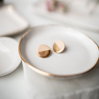 Gold Dipped Disc Studs - Blush