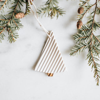 Textured Tree Ornaments in White