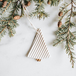 Striped Tree Ornament in White