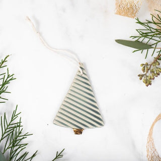 Striped Tree Ornament in Moss