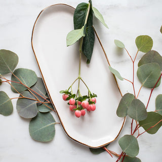 Gold Rim Serving Tray - White