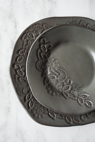 Lace Piatra Salad Plate - Gunmetal