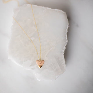 Mini Gold Dipped Heart Necklace - Blush