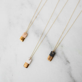 Gold Dipped Bar Necklace in White