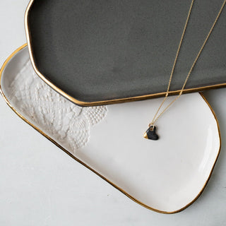 Mini Gold Dipped Heart Necklace - Matte Black