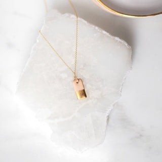 Gold Dipped Bar Necklace - Blush