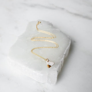 Mini Gold Dipped Heart Necklace - White